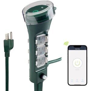 Outdoor Smart Plug Waterproof WiFi Outdoor Outlet Timer with 6 Grounded Outlets